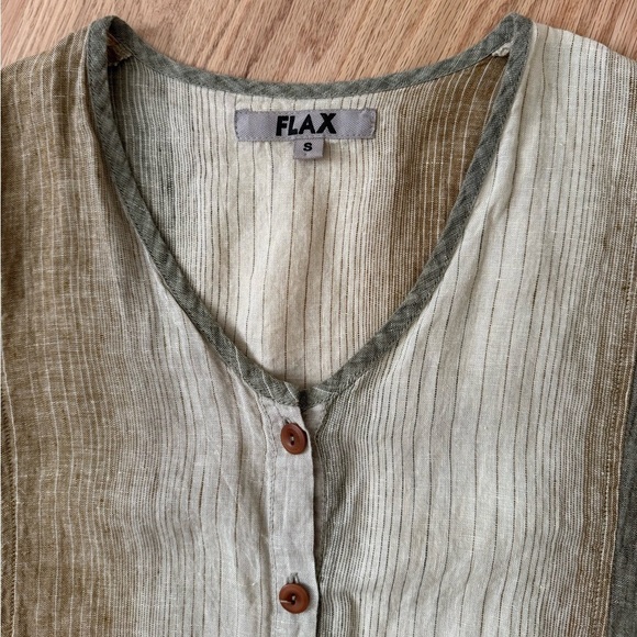 FLAX 100% Linen Lagenlook Button Front Tunic Cardigan Pockets Size Small - Picture 9 of 11